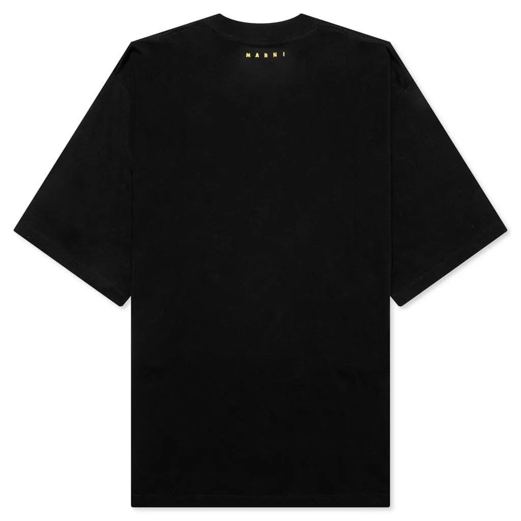 Slogan Print T-Shirt - Black