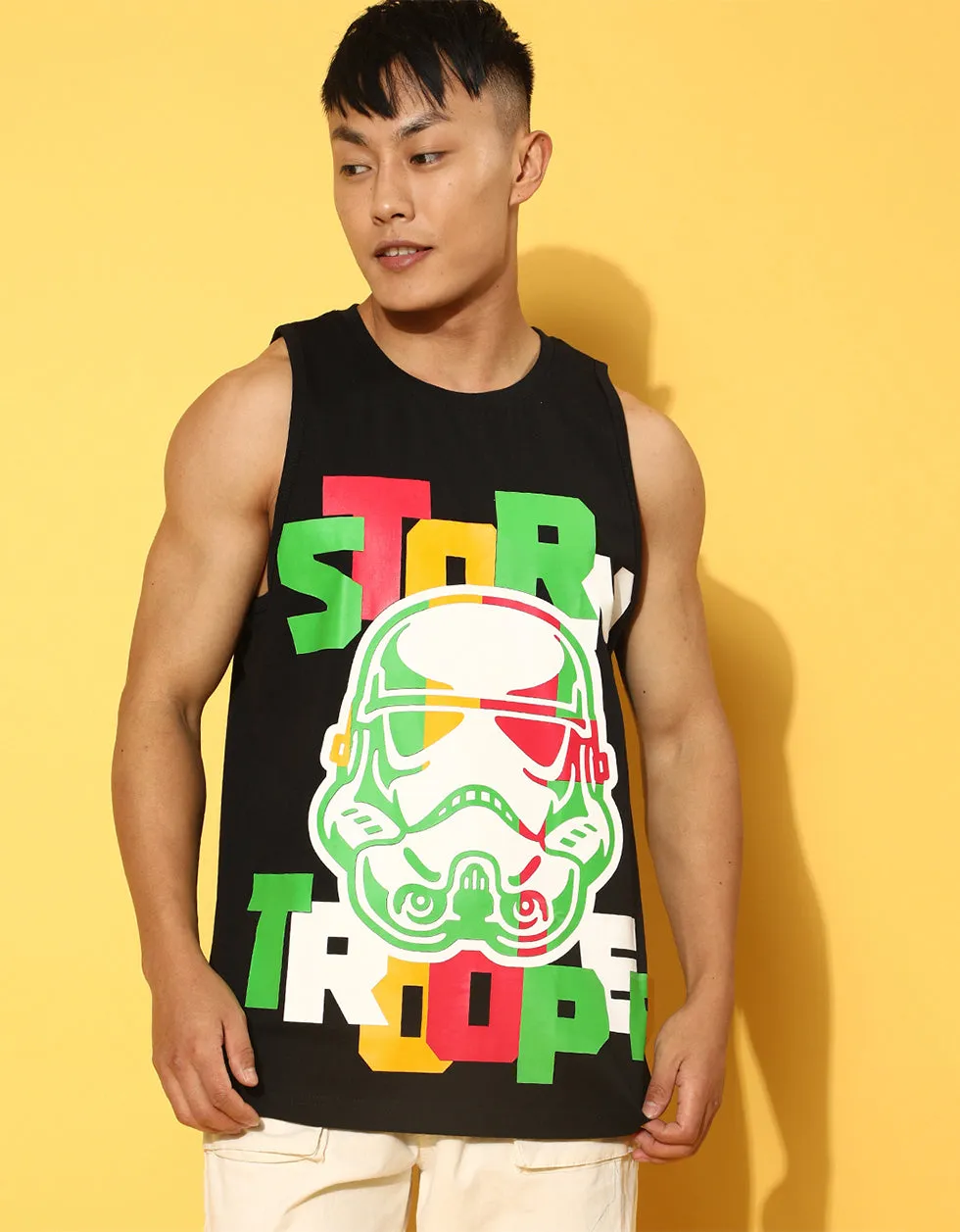 Storm Trooper Black Front Typography Printed Vest