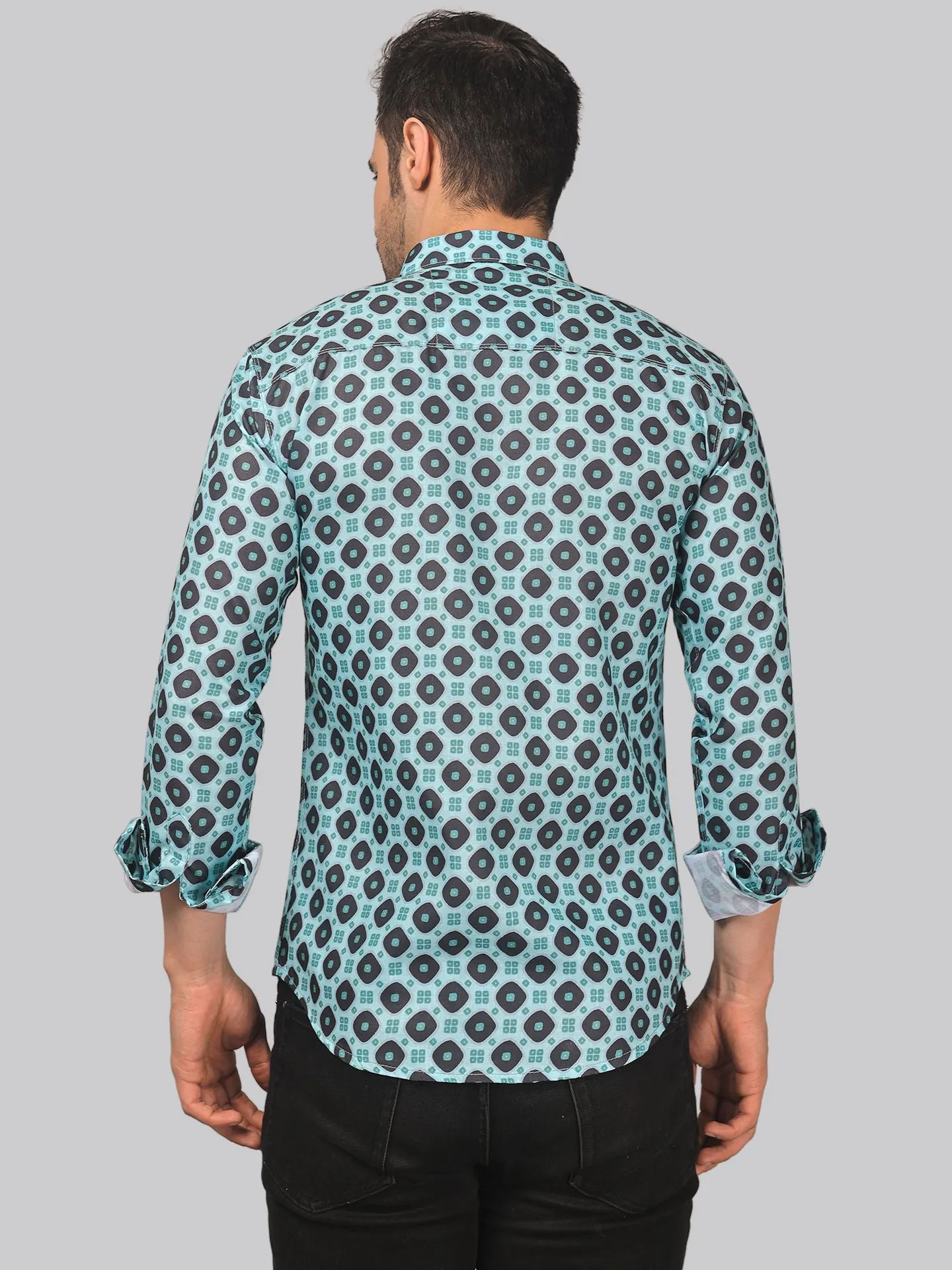 Street-glam Men's Printed Full Sleeve Cotton Button-Up Shirt For Men