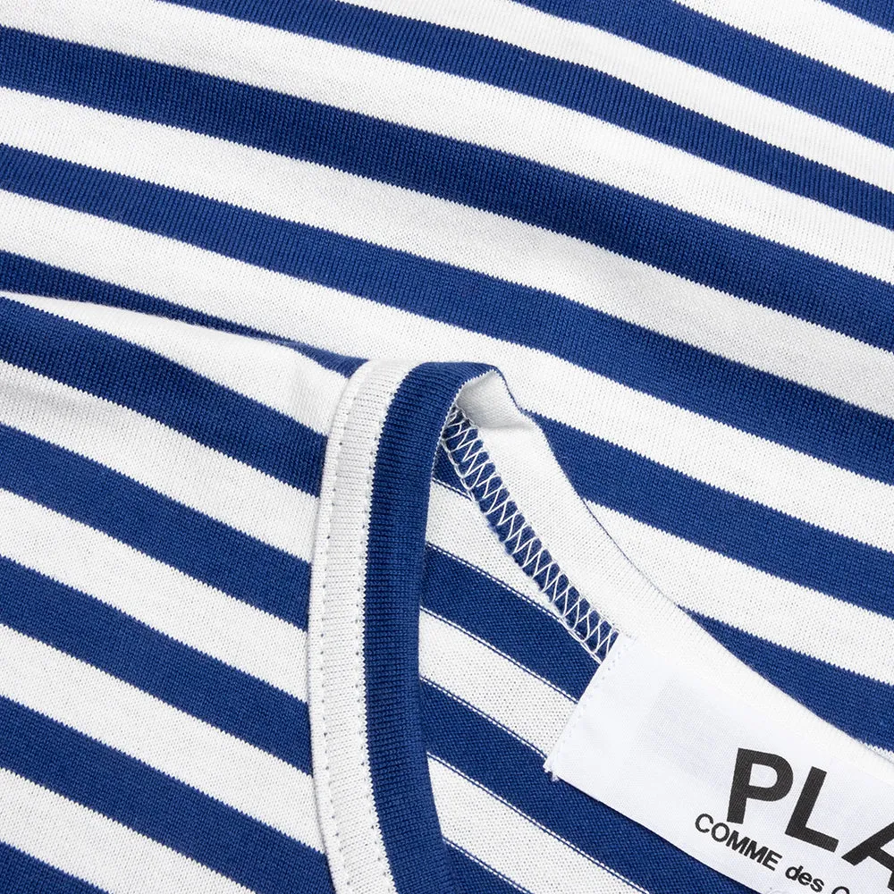 Striped Big Heart L/S T-Shirt - Blue/White