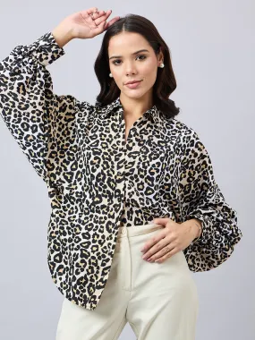 Style Quotient Women Animal Print Oversize Shirt with Full Sleeves