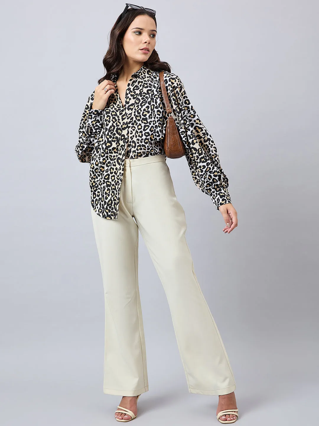 Style Quotient Women Animal Print Oversize Shirt with Full Sleeves