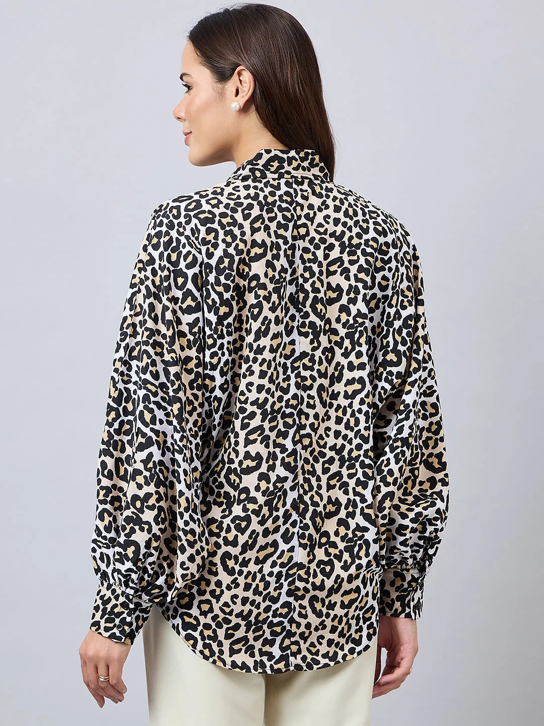 Style Quotient Women Animal Print Oversize Shirt with Full Sleeves