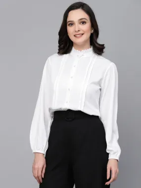 Style Quotient Women formal white pleated shirt