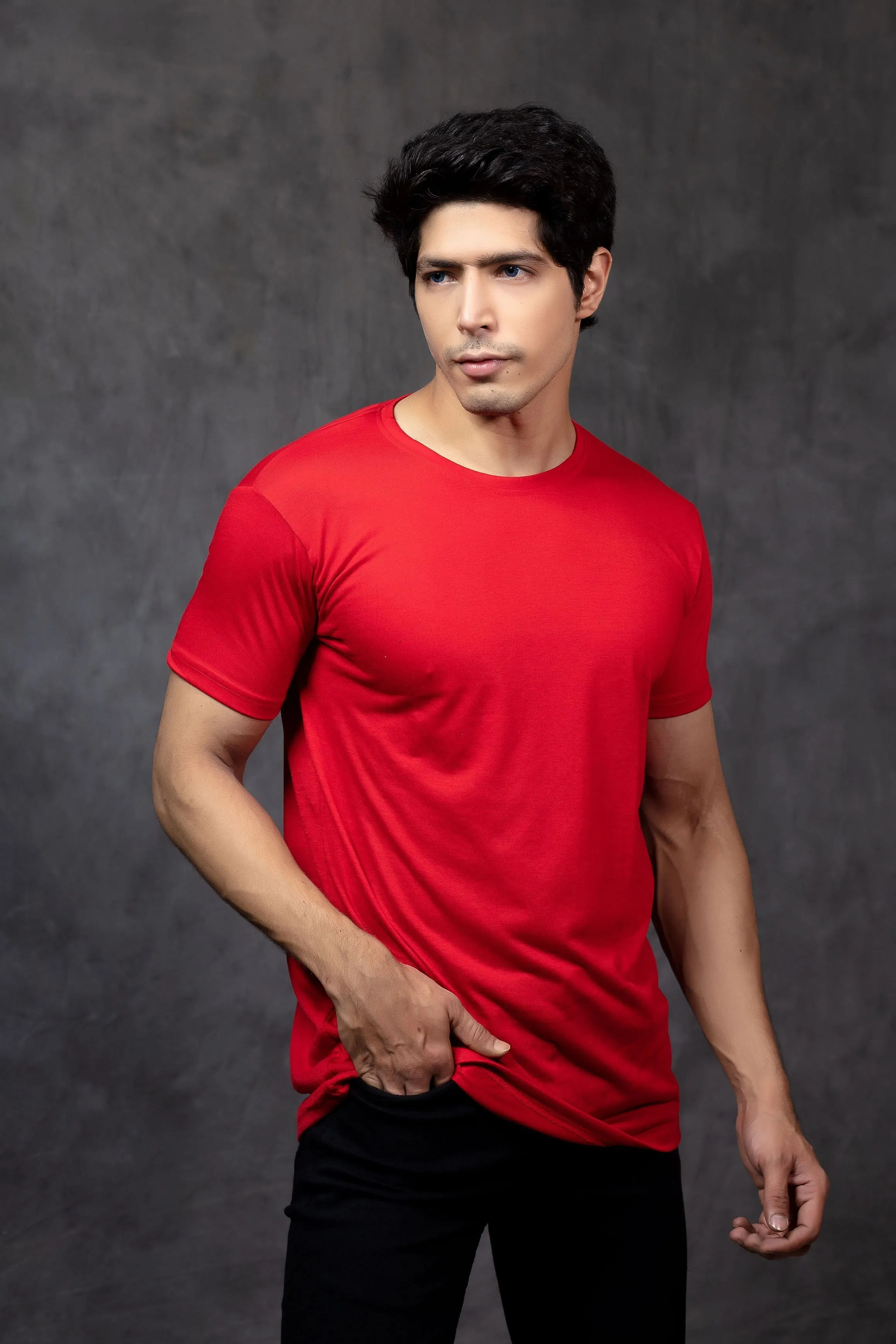 T-shirt - Best Men Red Solid Round Neck Pure Cotton