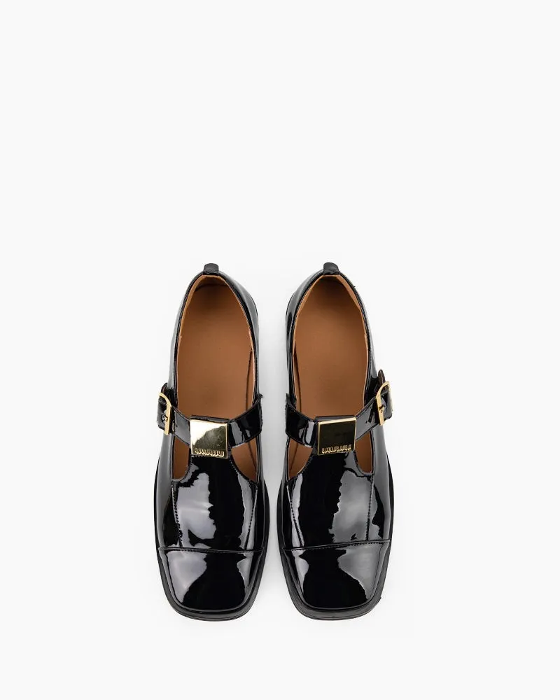 T-Strap Patent Leather Mary Jane Loafers