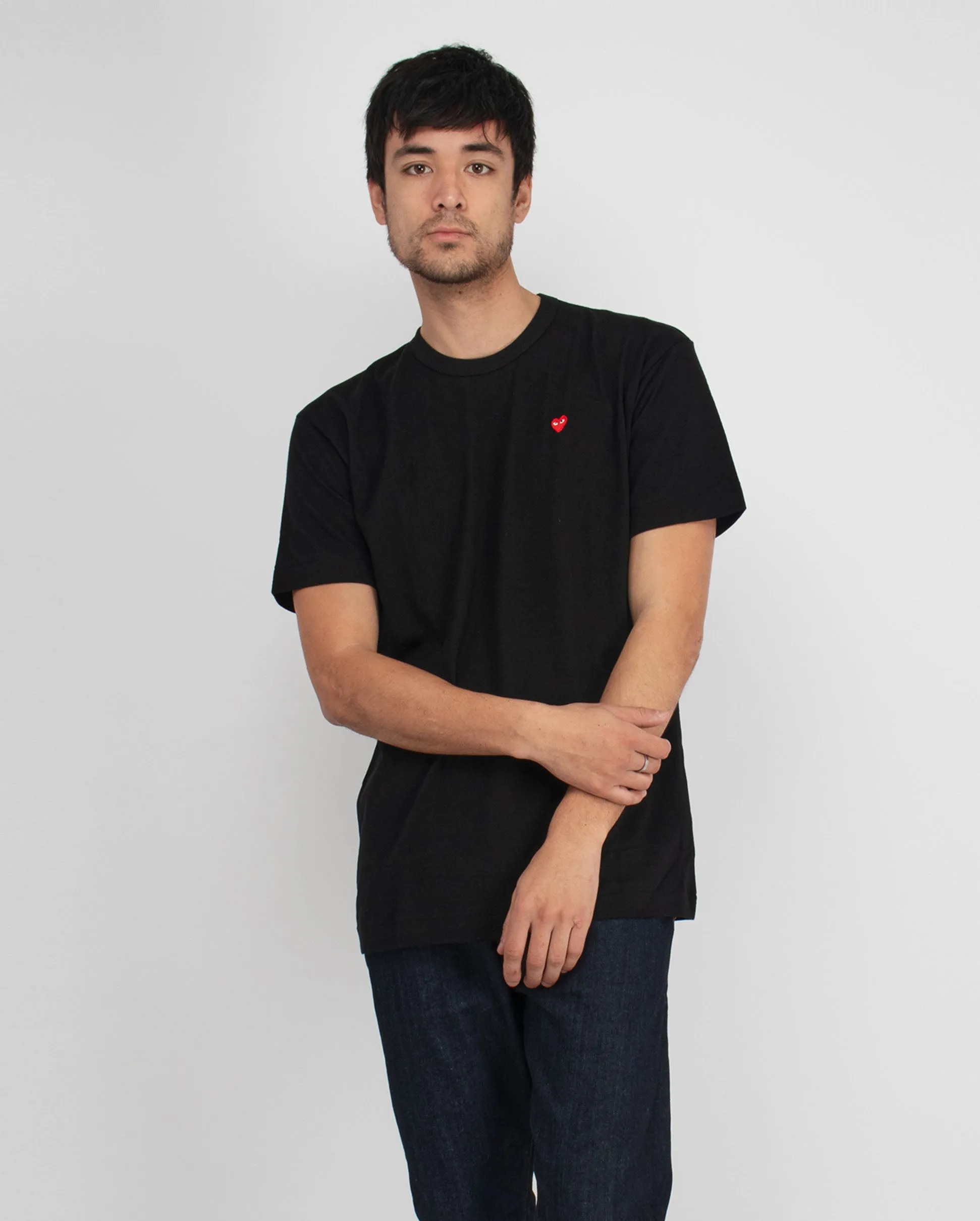 T304 MINI RED HEART T-SHIRT / BLACK