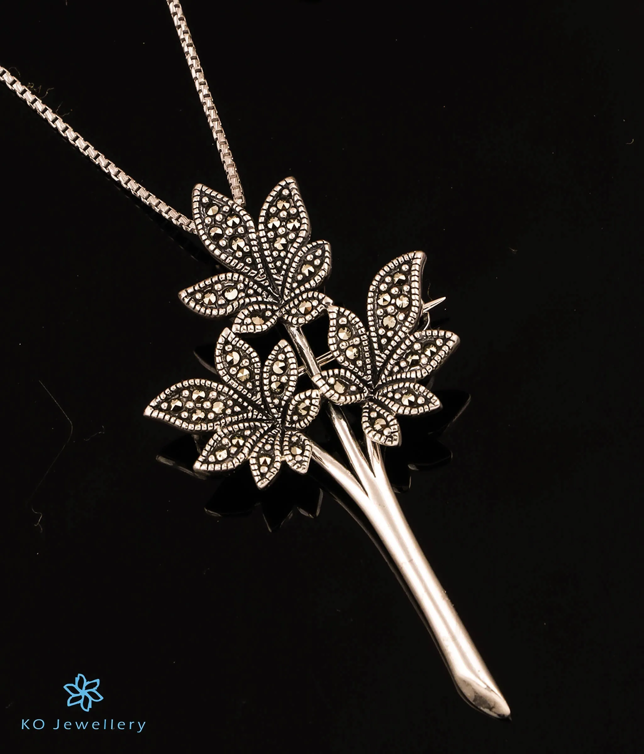 The Adorable Laurel Marcasite Silver Pendant& Brooch