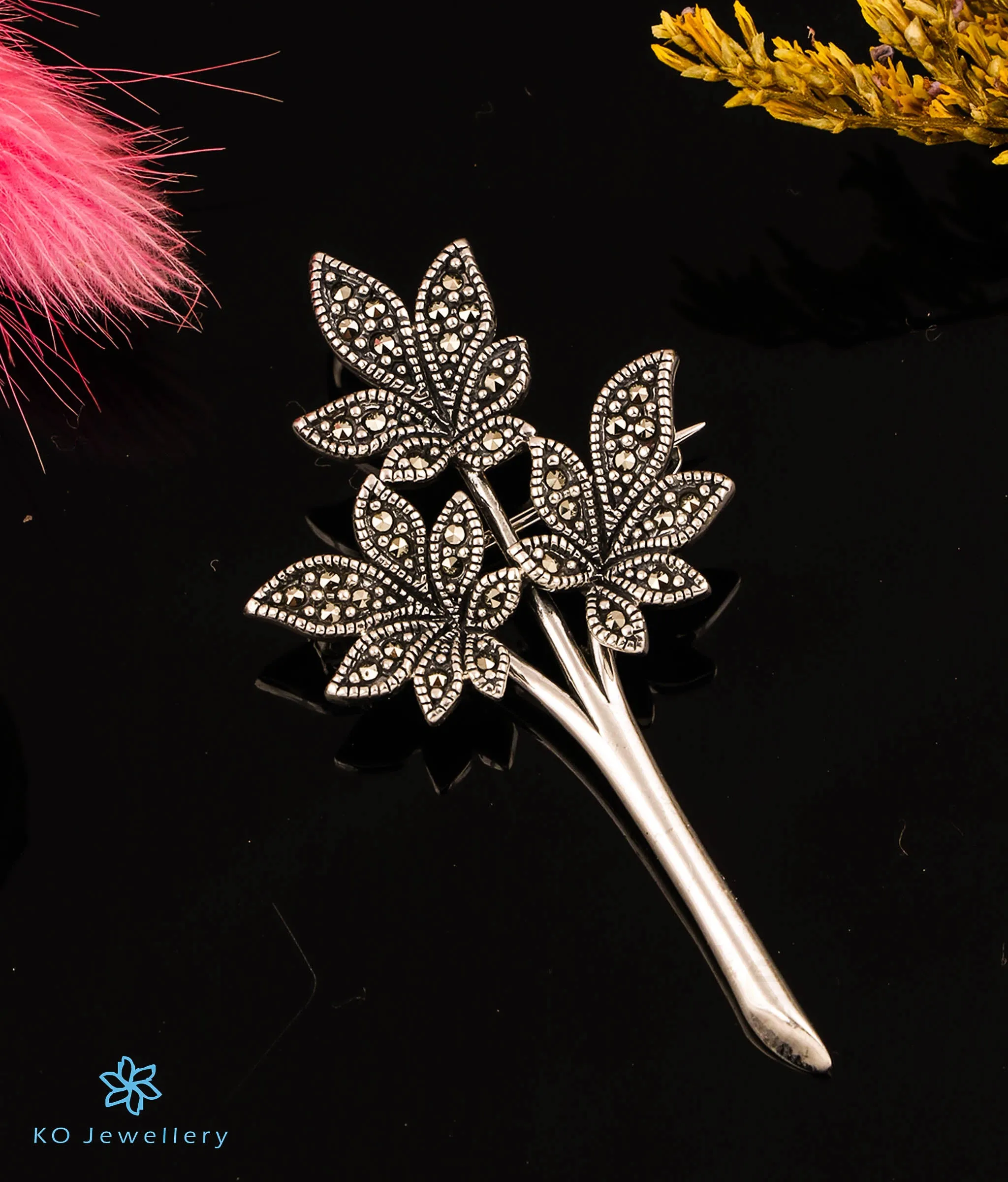 The Adorable Laurel Marcasite Silver Pendant& Brooch