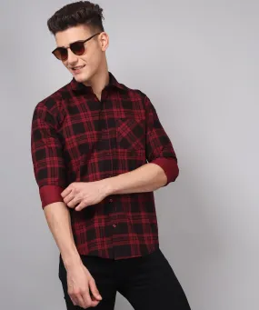 TryBuy Premium Red Black Checks Button-Up Shirt For Men