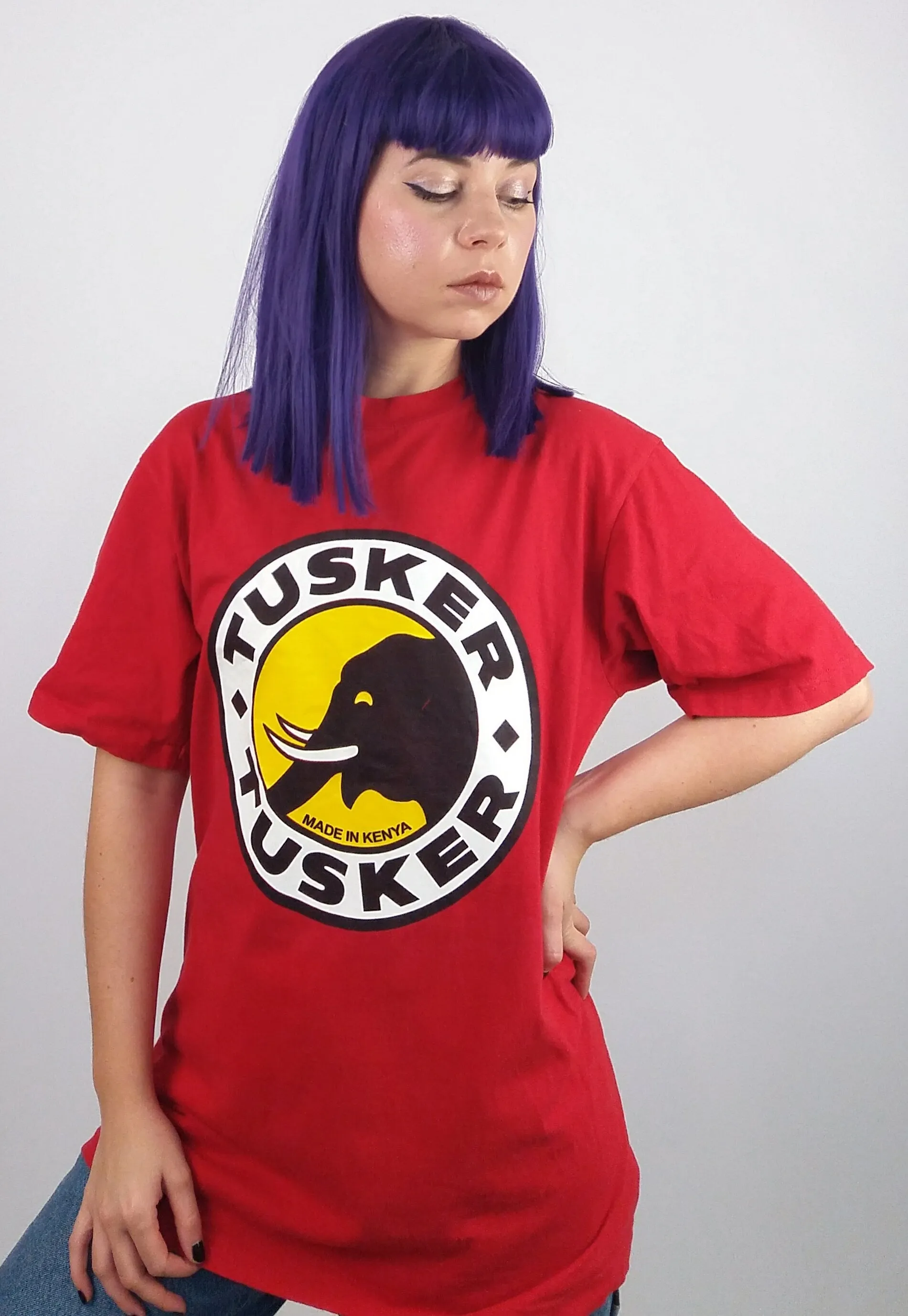 Vintage 90's TUSKER African Beer Unisex T-shirt Red