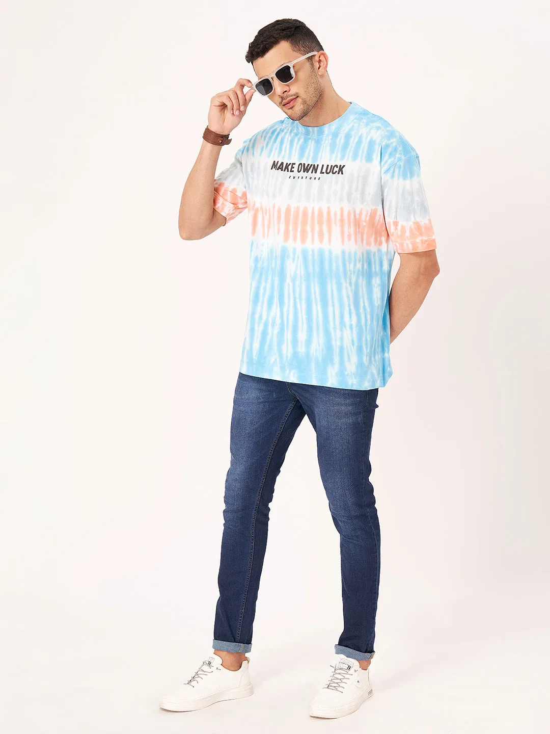 White Half Sleeve Tie Dye T-shirt