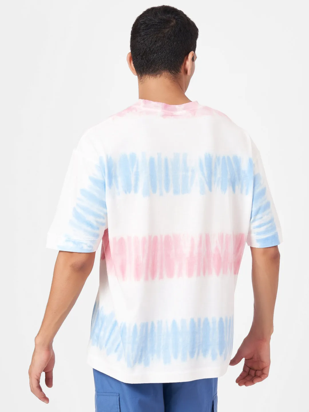 White Printed Half Sleeve Tie Dye T-shirt