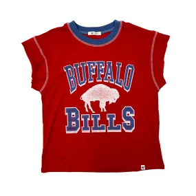 Women's '47 Brand Bills Red With Retro Buffalo Cropped Tee Shirt