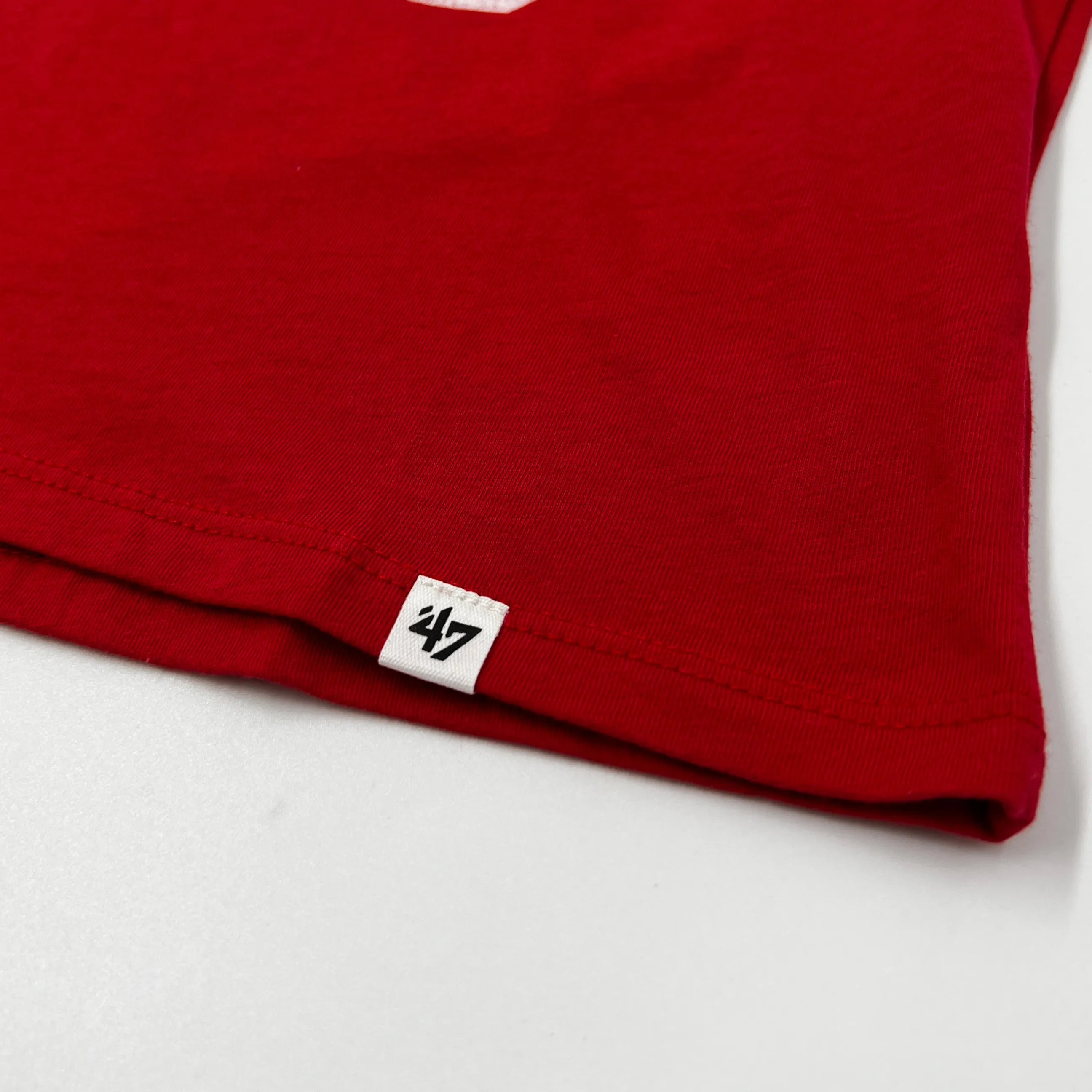 Women's '47 Brand Bills Red With Retro Buffalo Cropped Tee Shirt