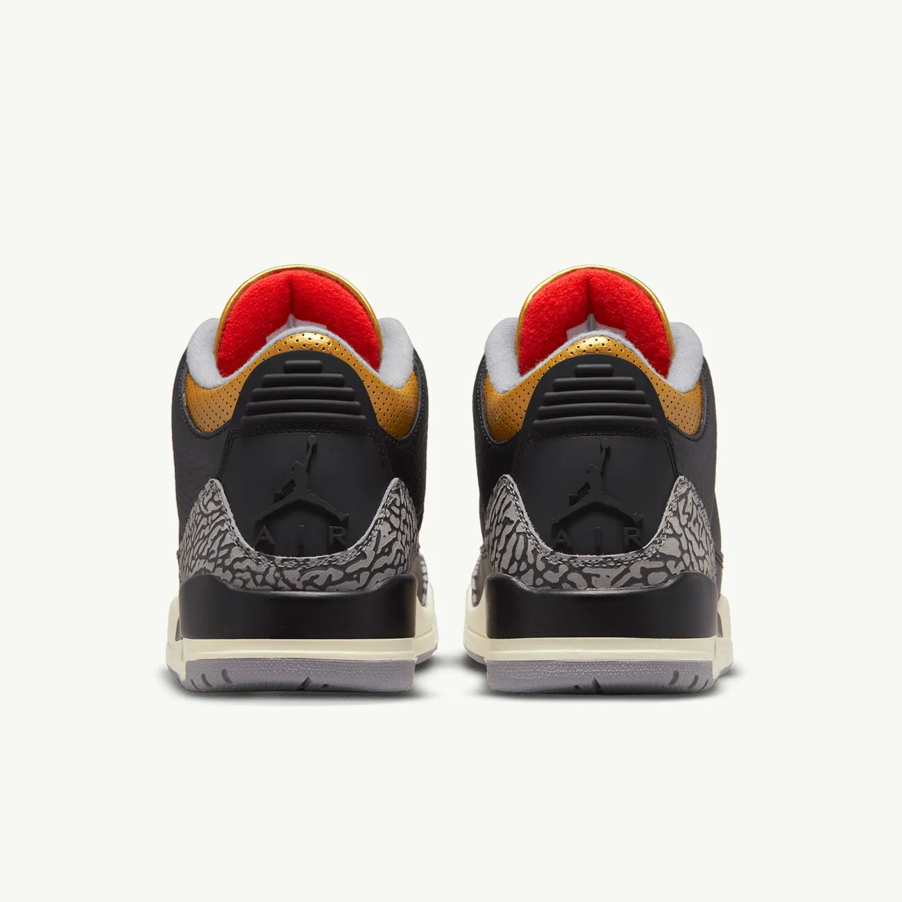 WOMENS AIR JORDAN 3 RETRO BLACK FIRE RED METALLIC GOLD CEMENT GREY