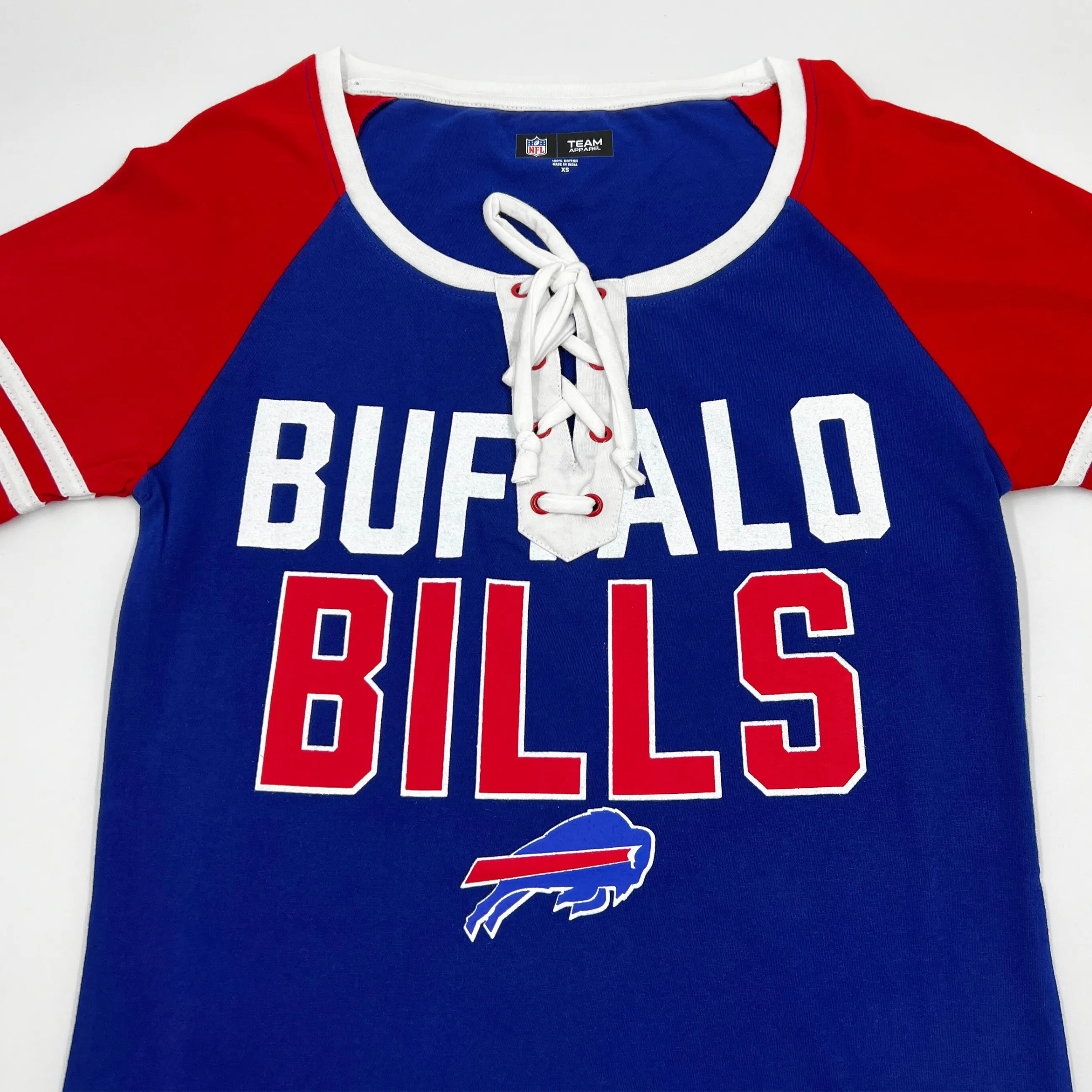 Women's New Era Bills Royal & Red Lace Up Shirt