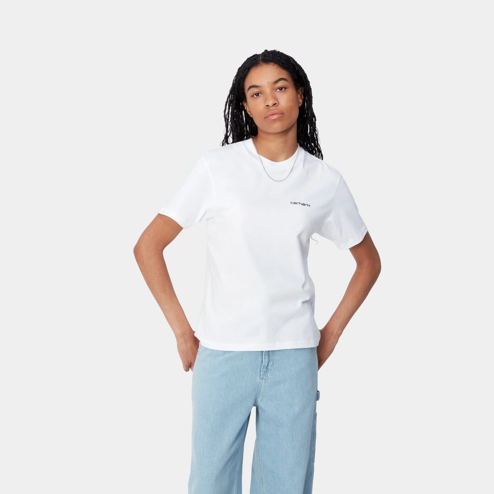 Women's Script Embroidery T-Shirt | White