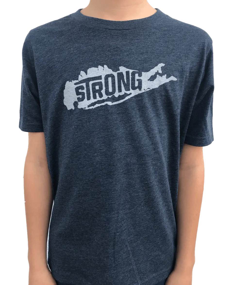 Youth Island Strong (Heather Navy and Gray) T Shirt